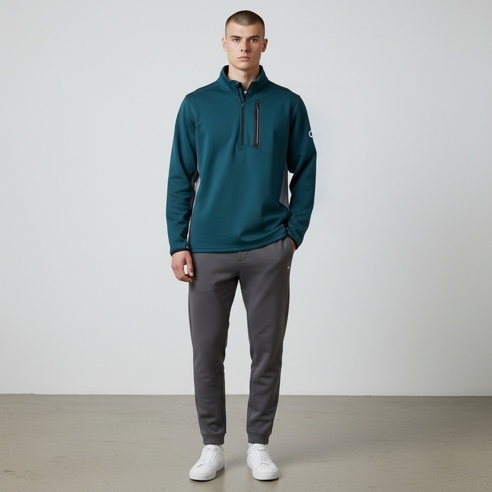 Smartwool Mens Active 1/4 Zip Merino Wool Pullover Teal Gray XL SW002620